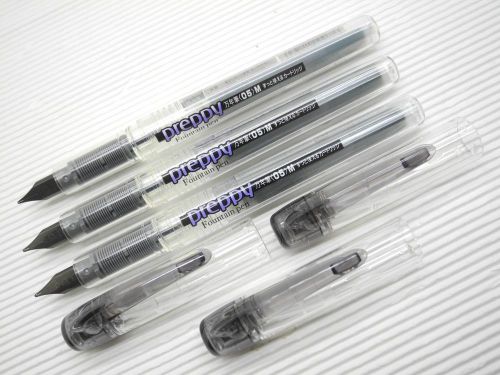 3pcs Platinum Preppy 0.5mm Medium Stainless Fountain Pen w/cap Black(Japan)