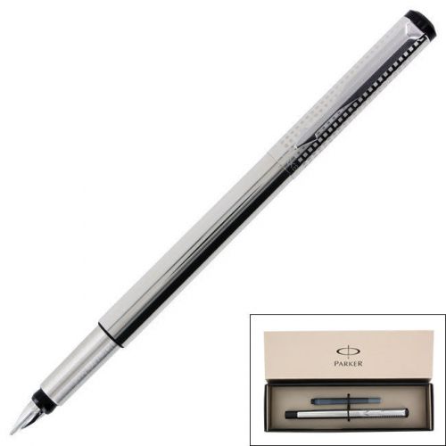 Parker Vector Stainless Steel Chiselled Medium Point Fountain Pen