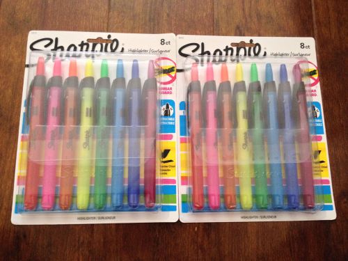 (2) sharpie assorted retractable liquid pen-style 8 colored highlighters #28101 for sale