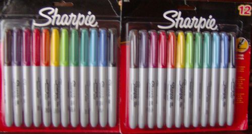 2 packages Fine Sharpie Permanent Markers Assorted Colors 12X2=24