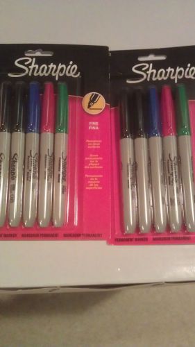New 2 sets of Sharpie 30653 Fine Point Permanent Markers 5 pack sharpie set