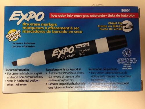 Box of 12 Black Sharpie Expo Dry Erase Chisel Point Markers (ISBN 017641800014)