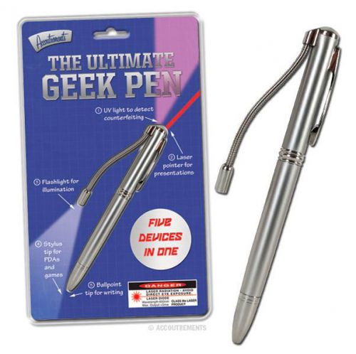 Ultimate geek pen ballpoint stylus laser pointer flashlight batteries metal nerd for sale