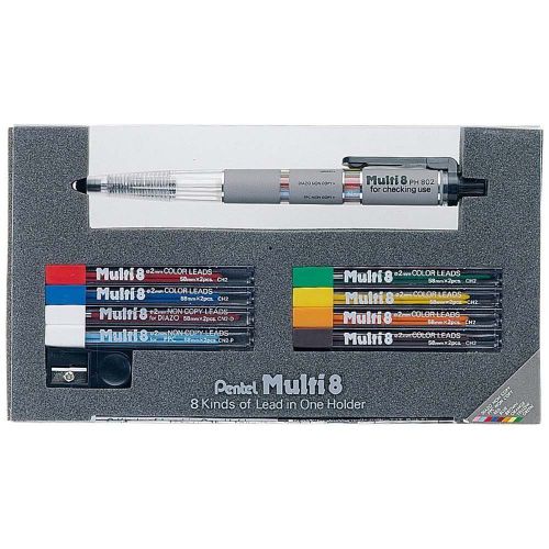 Pentel Multi 8 Colored Pencil Set Case &amp; Sharpener TA1101