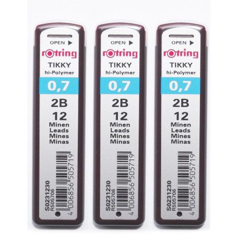 New rotring tikky hi-polymer pencil lead refill 0.7 2b 36 leads lots of 3 boxes for sale