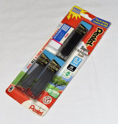 Pentel Super Hi-Polymer Lead Pencil Refill 0.7mm HB 90 pc &amp; Eraser 07637