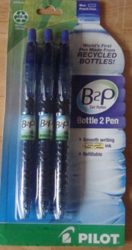 3 pilot b2p gel recycled pilot bottle pens  blue ink 0.7mm for sale