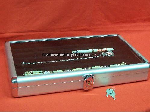 14 x 8 x 2&#034; aluminum display case w 6 slot black insert for sale