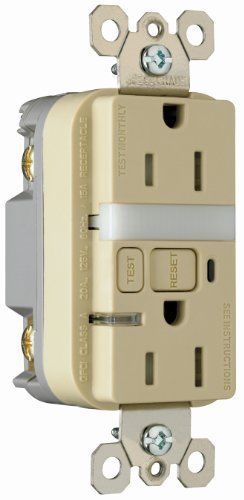 Pass &amp; seymour 1595ntltricc4 gfci receptacle/nightlight tamper resistant 15-amp/ for sale