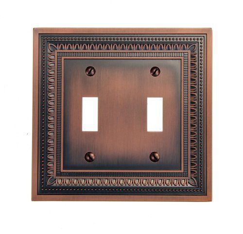 Amerelle 83TTAC Filigree Double Toggle Wallplate  Antique Copper
