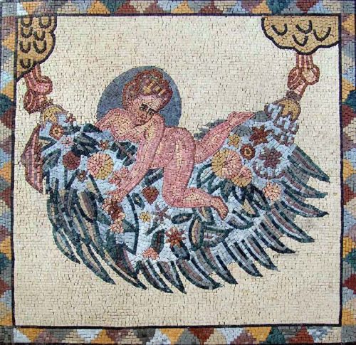 Roman Angel Mosaic Mural Art