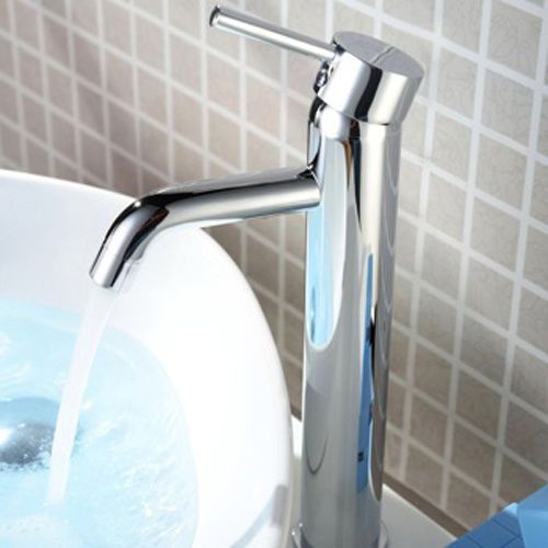 Modern Brass Single Handle Vessel Sink Faucet in Chrome Finished Free Shipping
