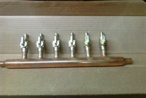 Sioux chief 3/4&#034; pex manifold w/ 6-port 1/2&#034; ball valve branches open not closed for sale