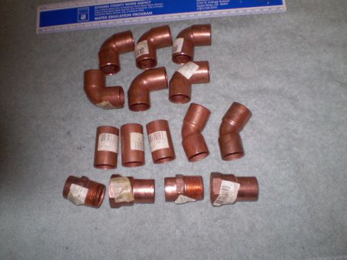 15 ALL NEW COPPER 3/4&#034;  PLUMBING PIPE FITTINGS