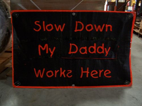 &#034;SLOW DOWN MY MOMMY/DADDY WORKS HERE&#034; 48&#034; X 30&#034; ROAD SIGN  252-70