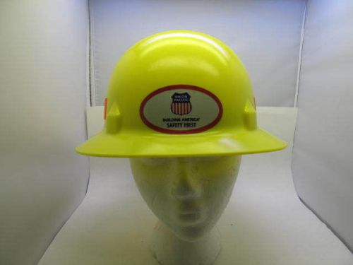 Union pacific, fiber optic cable, blockhead, yellow, hard hat, size 6.5 - 8 for sale