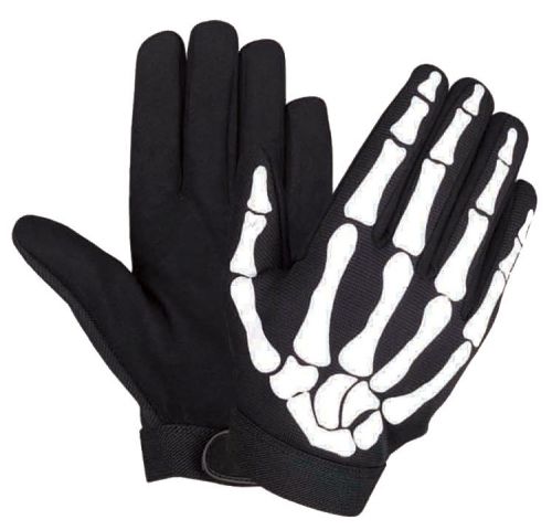 Mechanics skeleton fingers bone hand work gloves zombie dead biker costume m med for sale