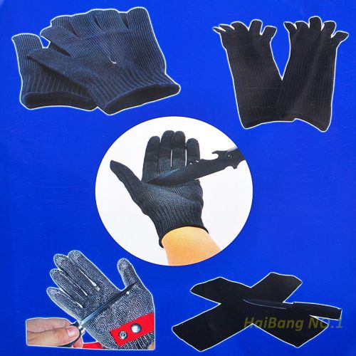 1Pair New Stainless Steel Wire Safety Works Cut Proof Resistance Black Gloves Y8