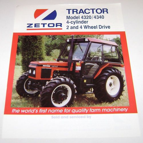 Zetor Tractor Model 4320 - 4340 4Cylinder 2&amp;4 Wheel Drive Spec Sheet