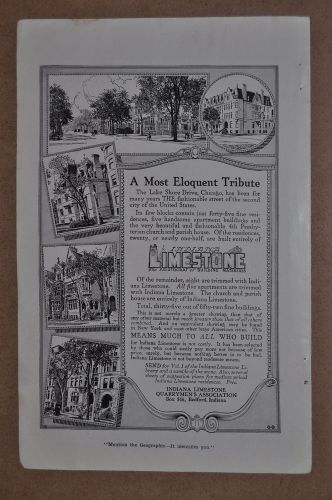 1917 INDIANA LIMESTONE advertisement, Chicago Lake Shore Drive buildings