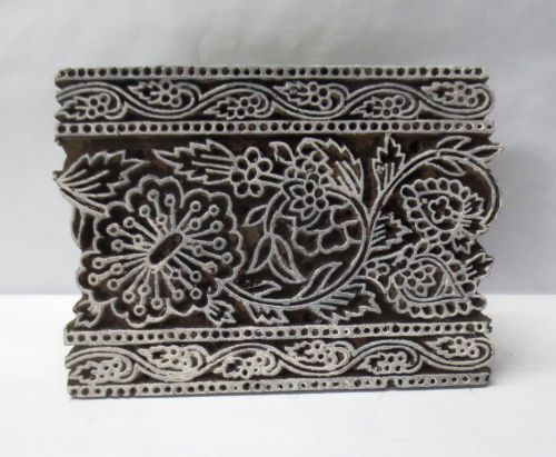 WOODEN HAND CARVED TEXTILE PRINTING FABRIC BLOCK STAMP RUSTIC FURNITURE DECOR 21