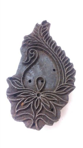 Vintage big size deep inlay handcarved peacock head textile printing block/stamp for sale