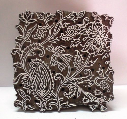 INDIAN WOODEN HAND CARVED TEXTILE PRINTING ON FABRIC BLOCK / STAMP DESIGN HOT 39
