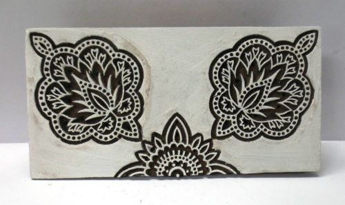 INDIAN WOOD HAND CARVED TEXTILE PRINTING FABRIC BLOCK STAMP DESIGN LARGE HOT 164