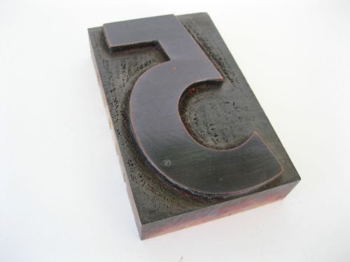 Number 5 Vtg Wood Type Font Letterpress Printer&#039;s Block 4&#034; Initial Industrial