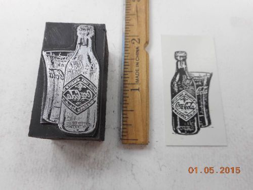 Letterpress Printing Printers Block, Old Fashion Coca Cola Coke Bottle &amp; Glass