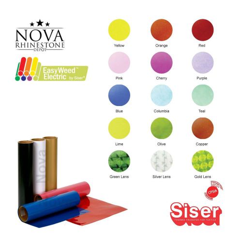 NEW Siser EASYWEED ELECTRIC Heat Transfer Vinyl 15&#034;X 12&#034; Choose from 15 COLORS