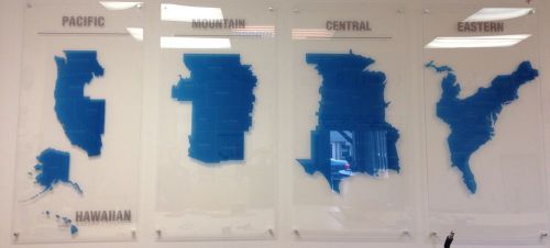 Time Zone Acrylic Map Display