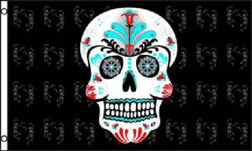 Sugar Skull Pirate Flag 3x 5&#039; Indoor Outdoor Deluxe Banner