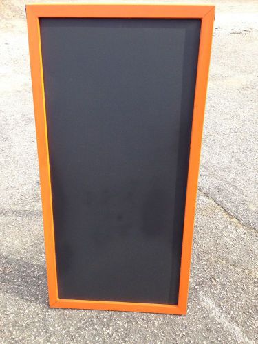 Sidewalk Announcement Black Chalkboard Easel Orange Hardwood Frame 24&#034; X 36&#034;