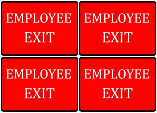 Employee Exit Business Red White Black Important Office Set Of Four Vinyl Signs