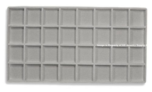 12 Grey 32 Space Jewelry Display Liner Inserts, Fit Standard Size Trays &amp; Cases