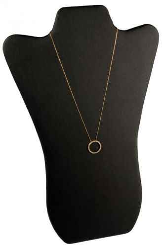 Black leather pendant necklace jewelry display 14&#034; for sale