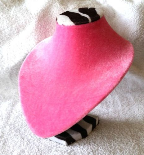 Hot Pink Black White Zebra Velvet Jewelry Holder Mannequin Display 8&#034;