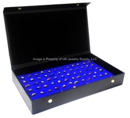 12 Wholesale Snap Closure Blue 72 Ring Display Portable Sales Storage Box Cases