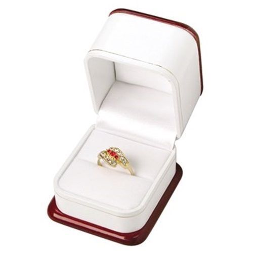 1 Premium Rosewood Veneer &amp; White Ring Jewelry Display Gift Boxes