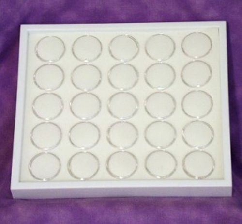 Gem tray stackable 25 space white foam &amp; white tray for sale