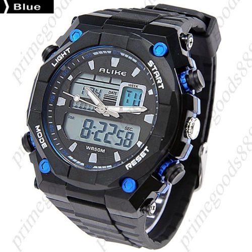 Waterproof digital analog men&#039;s wrist quartz wristwatch free shipping blue for sale