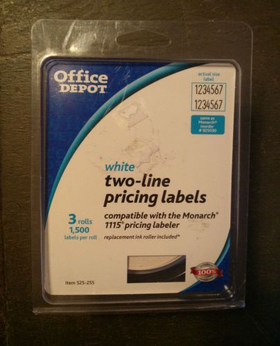 3 rolls of white two-line pricing labels-4500 labels-free s&amp;h-new-monarch 925030 for sale