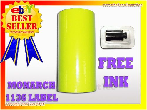 FLUORESCENT YELLOW LABEL FOR MONARCH 1136 PRICING GUN 1 SLEEVE=8ROLLS