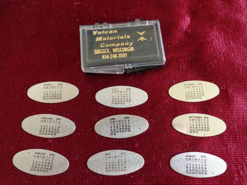“IMCOMPLETE” SET OF 1975 METAL DATE SMALL PLATES/LABELS (0899)