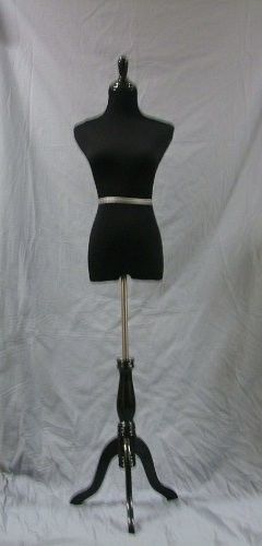 35&#034;CHEST 26&#034;WAIST 34&#034;HIPS 5&#039;10&#034; BLACK MANNEQUIN DRESS FORM +BLACK WOOD TRIPOD M*