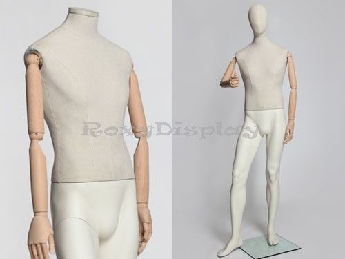 Fiberglass male egg head mannequin dress form display with linen cover #vin22 for sale