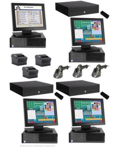 NEW 3 Stn Retail Touch Point of Sale System w/ Software &amp; BACK OFFICE COMPUTER