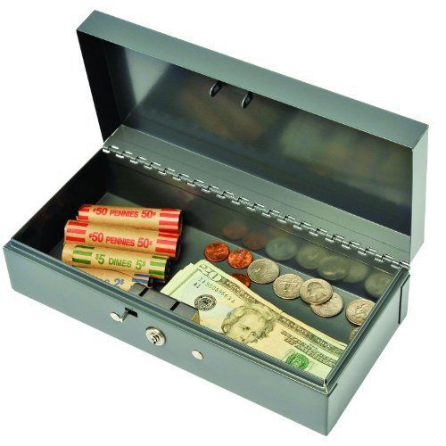 Mmf steelmaster cash box with lock - steel - gray - 2.9&#034; height x (2212cbgy) for sale