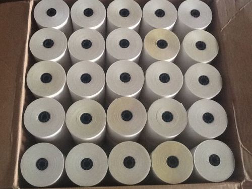 Lot of 50 rolls CARBONLESS 2 PLY WHITE/CANARY 3-1/4 x 95&#039; register receipt PAPER